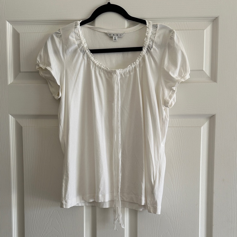 CAbi Cream Short Sleeve Blouse